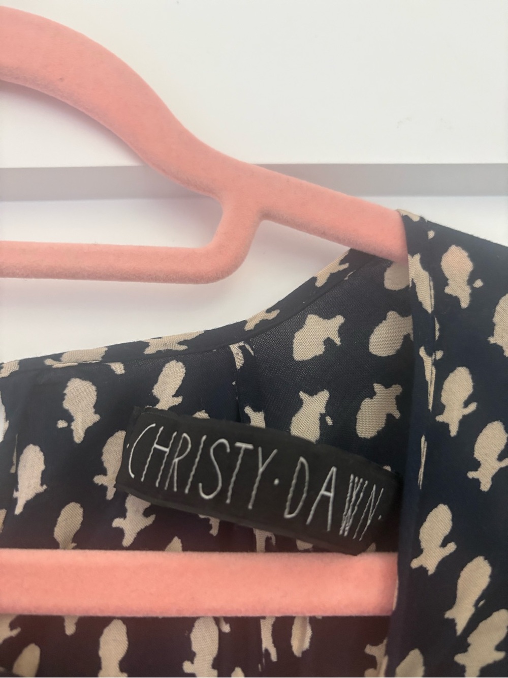 Christy Dawn Black and Cream Printed Midi Dress - Picture 7 of 7